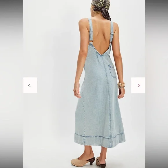 Free People Dex Denim Midi Dress Small Color: Bleachout NWT